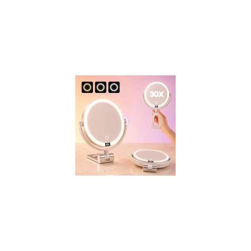 ELYYSORA 1X/30X Lighted Makeup Mirror with Lights - White