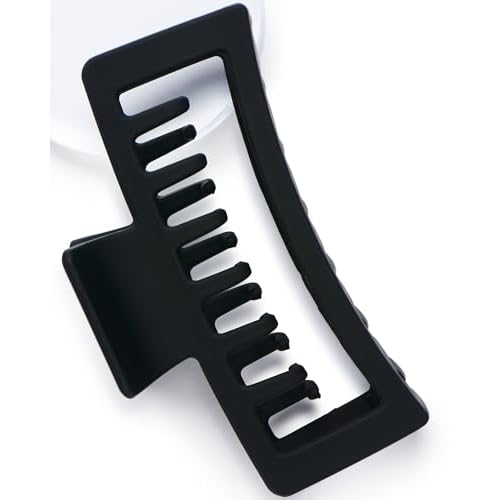 Gimme Beauty XL Rectangle Claw Clip Duo - Hair Clips with Velvet-Like Finish for All Hair Types - Non-Slip, Firm-Hold Daily Wear Accessory - Women¡¯s Claw Clip Set - Black