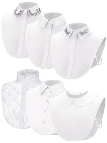 Giegxin 6 Pcs White Elegant Detachable Fake Collar for Women