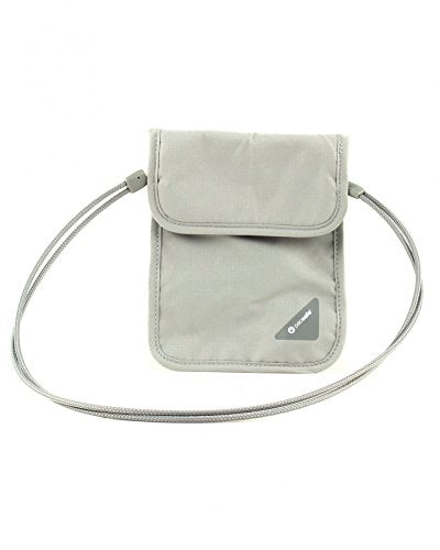 Anti-Theft RFID Neck Pouch - Travel Safe with Adjustable Strap, Neutral Grey (One Size)