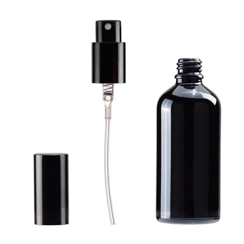 4oz Refillable Black Glass Spray Bottles with Fine Mist Spray - Pack of 9, Travel & Essential Oil Use