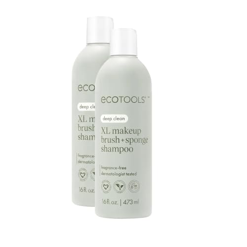 EcoTools XL Makeup Brush and Sponge Shampoo - 16 Fl Oz Pack of 2, Fragrance-Free, Vegan & Cruelty-Free