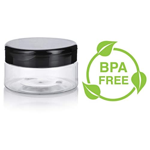 8 oz Clear PET Plastic Refillable Low Profile Jar with Flip Top Cap Lid (12 Pack)