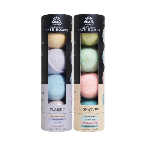 Pacha Soap Co. Bath Bombs Variety Pack 2-Pack (8 pcs each) Jasmine Lavender Sage Peppermint
