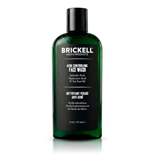 Brickell Men's Acne Face Wash with Salicylic Acid, Tea Tree Oil & Hyaluronic Acid - 6 oz
