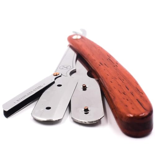 Parker Rosewood Handle Straight Razor & 5 Blades - Barber & Home Grooming