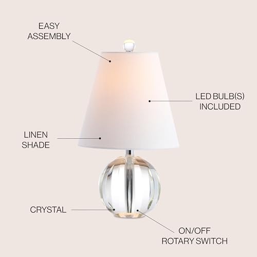 16-Inch Crystal Ball Orb Table Lamp with Metal Base - Clear Variation
