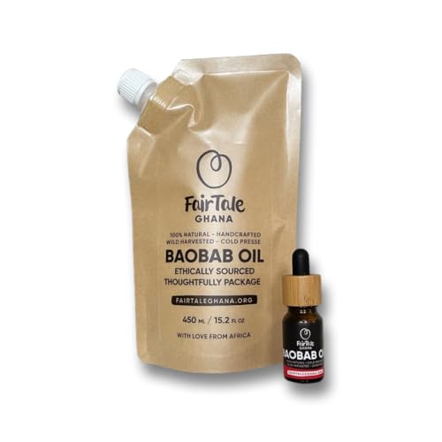 Baobab Oil 15.2 fl oz | 450 ml - 100% Natural Unrefined Cold-Pressed Face Body Hair Oil Africa