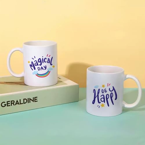 Round 11oz Sublimation Coffee Mug Set - White Ceramic Cups for Customization