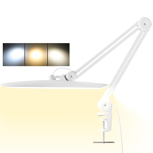 Gelpal 3000 Lumens LED Desk Lamp with Clamp - White, Dimmable, 2700K-6000K
