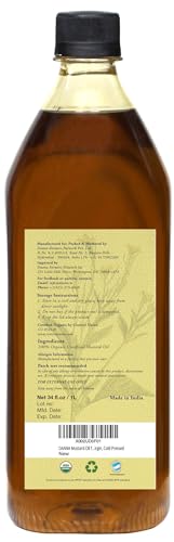 Mustard Oil for Skin - USDA Organic Extra Virgin Cold Pressed 34 Fl Oz - Natural Moisturizer & Body Oil (Pack of 1)