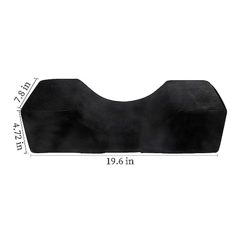 Beauty Salon Eyelash Extension Velvet Lash Pillow Beauty Salon Memory Foam Neck Pillow for Lash Extension Grafting Make Up Side Pockets for Tools(Black)