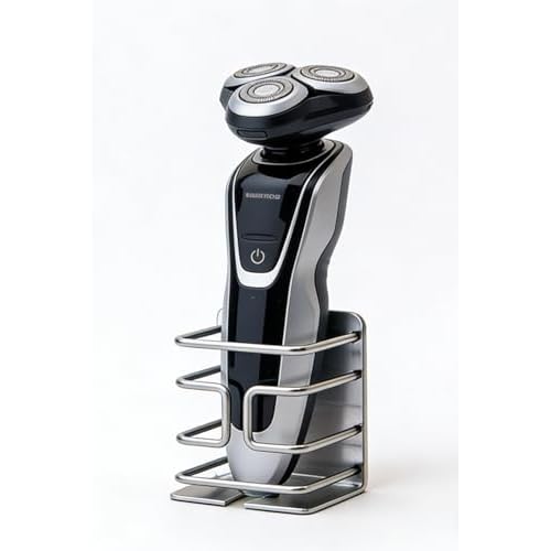 Electric Razor Holder Wall Mounted, 304 Stainless Steel Shaver Rack with 3M Self-Adhesive, Space-Saving Bathroom Organizer