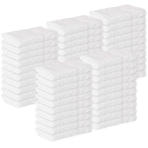 White Cotton Washcloths 12x12 Inches - 40 Pack Soft Absorbent Face & Body Towels, Bulk Bathroom Cloths