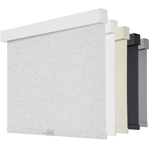 Blackout Cordless Roller Shades - Linen, 52x72 Inches with Valance & UV Protection