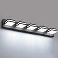 Black 5-Light Dimmable Bathroom Vanity Light Fixture - 360° Rotatable, Matte Black Acrylic Wall Sconce, Over Mirror LED Lighting - 30 Inch