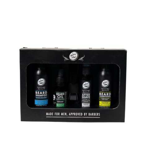 Men's Beard Wash Kit with Shampoo, Conditioner, Oil & Brush - Grooming Set