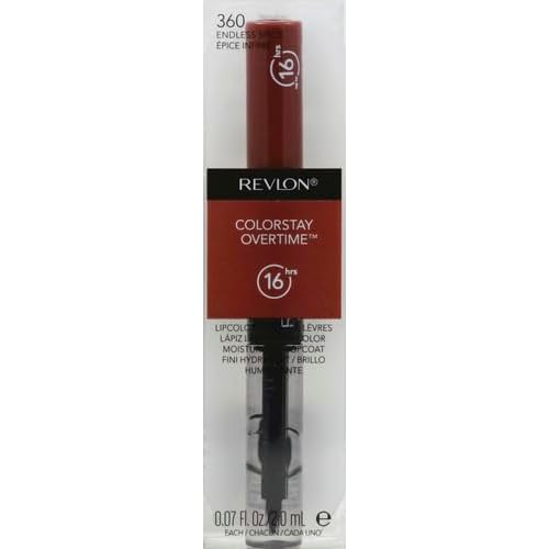 REVLON Liquid Lipstick with Clear Lip Gloss, ColorStay Overtime Lipcolor, Dual Ended with Vitamin E, 360 Endless Spice, 0.07 Oz (Pack of 2)