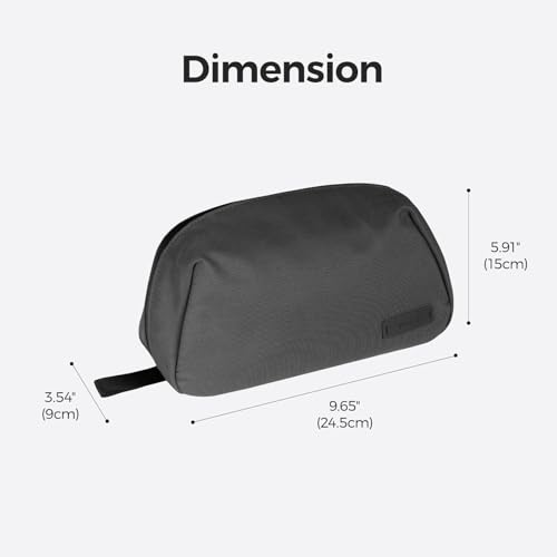 Dark Grey Compact Dopp Kit for Travel with 150° Large Opening and Organized Storage