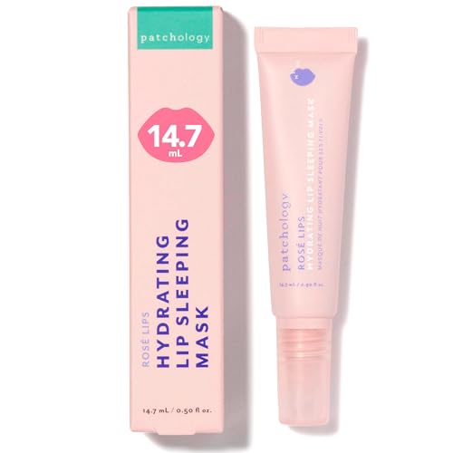Patchology Ros? Lip Sleeping Mask - Overnight Lip Mask with Hyaluronic Acid and Resveratrol - Hydrating and Repairing Lip Gloss Treatment softens and heals dry cracked lips (14.7 ml)