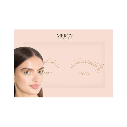 Cat Eye Crystal Eye Jewels in Gold by Mercy London Beauty Costume Accessories Face Gems Jewels All in One Stick On Sticker
