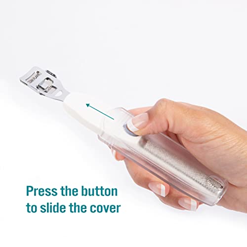 TRIM Foot Callus Shaver & Rasp with Sliding Cover ? 2-in-1 Foot Care Tool ? Features Slide & Lock Mechanism ? Safely Conceals and Protects the End Not in Use ? Keeps Your Feet Beautiful and Smooth
