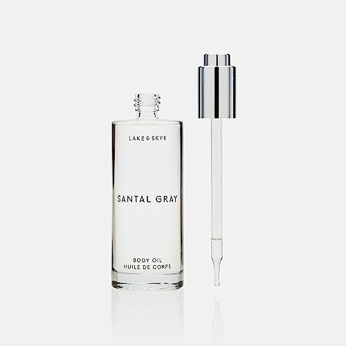 Lake & Skye Santal Gray Body Oil, 3.4 fl oz (100 ml), Hydrating with Vitamin E & Sweet Almond Oil - Woody Scent