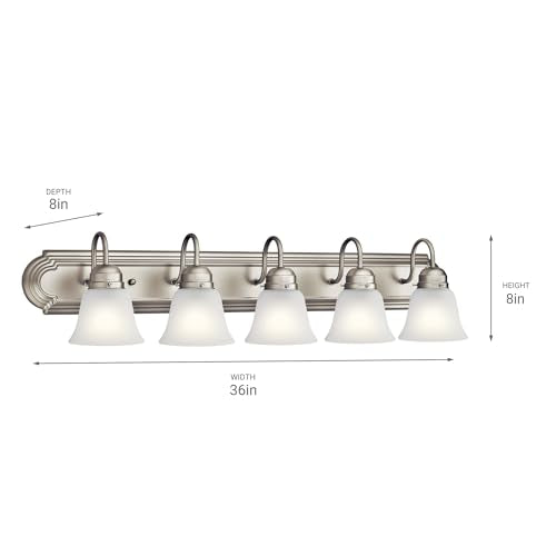 Kichler 5-Light Bathroom Vanity Light Fixture - Brushed Nickel, 36 Inches