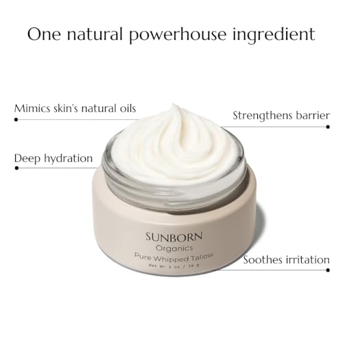Pure Whipped Tallow Balm (Unscented) | 1 Ingredient | Handmade in USA | 100% Organic Grass-Fed Beef Tallow Face Moisturizer Lotion for Dry Skin, Baby, Eczema, Rosacea, Sensitive Skin, Fragrance-Free