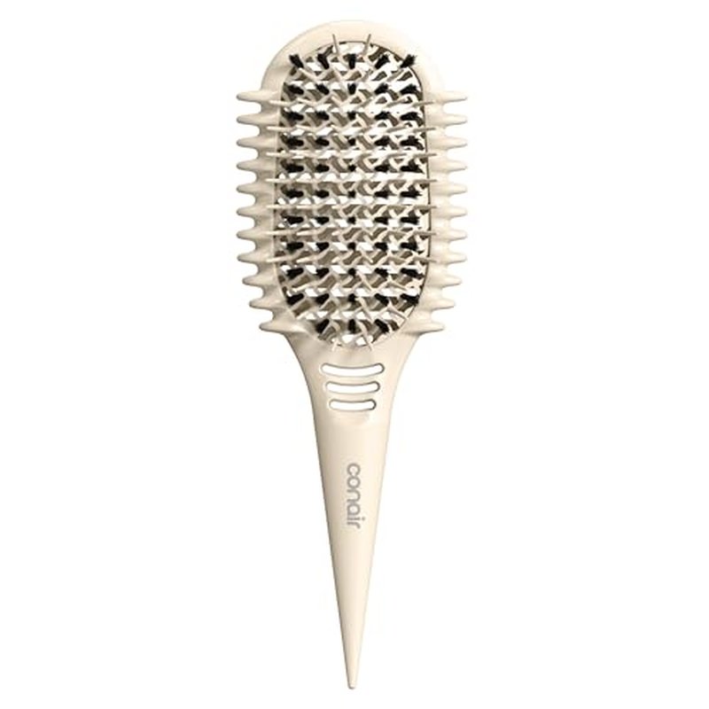 Conair Curl Define Pro Hair Brush for Curly Hair, Dual-Vent Design with Continuous Grooves, Mixed Bristles for Frizz-Free Detangling, Smoothing, and Curl Definition