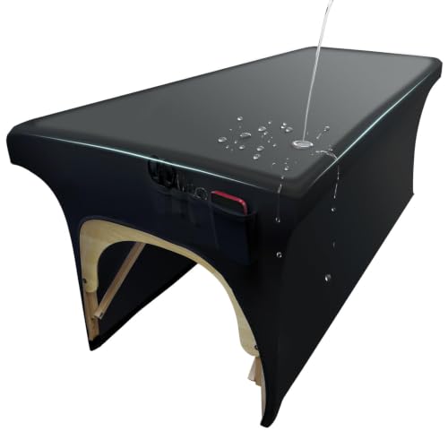 Black Wipeable PU Leather Lash Bed Cover with Pockets 6ft Waterproof Massage Table Topper