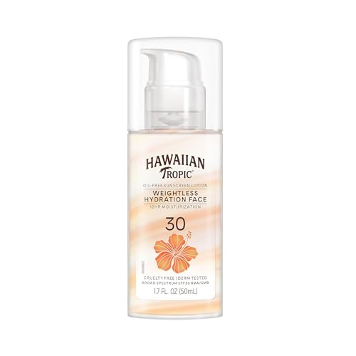 Hawaiian Tropic Sheer Touch Lotion Sunscreen SPF 50, 8oz | Hawaiian Tropic Sunscreen SPF 50 & Weightless Hydration Lotion Sunscreen for Face SPF 30, 1.7oz