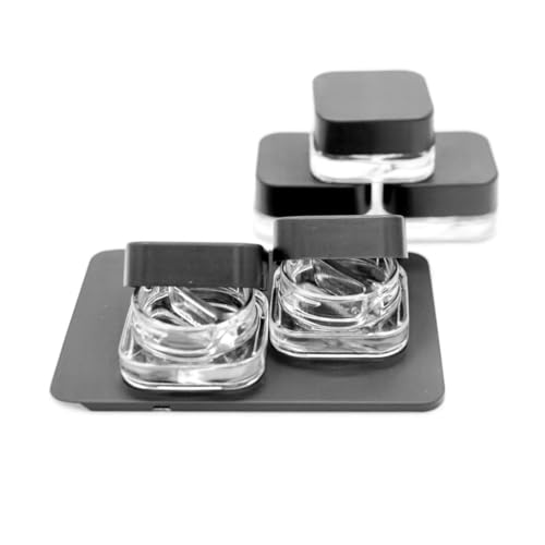 CannaAroma 60 Pack Black-Lid 7ml Dual-Compartment Square Glass Jars for Concentrates