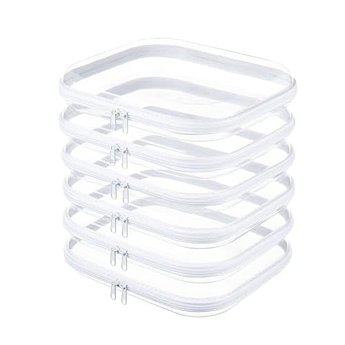 6-Pack Large Clear Hard Shell Zipper Pouches, Clear Zipper Bags, Hard Case Pouches for Purse & Diaper Bag Organizer,and Travel Essentials£¨6L£©