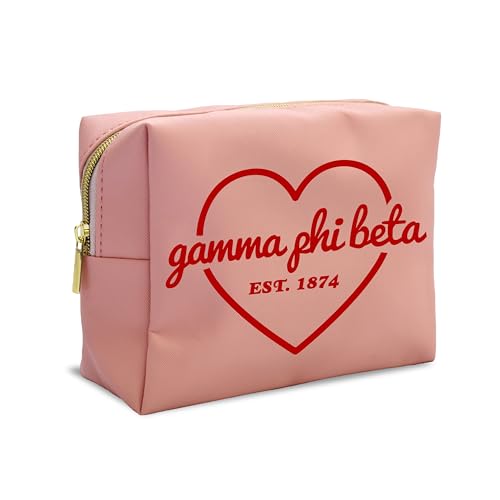 Sorority Gamma Phi Beta Makeup Bag - Water-Resistant PU Leather Travel Organizer