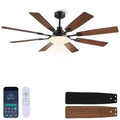 JSAITEE 60-Inch Brown Ceiling Fan with Light & Remote - Modern Low Profile