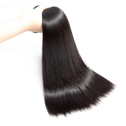 28 Inch Straight Human Hair Bundle - Brazilian Virgin Remy Hair, 100g, Natural Black, Angie Queen