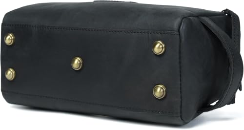Men's Leather Toiletry Bag - Vintage Dopp Kit Organizer with Waterproof Lining - Black, Small
