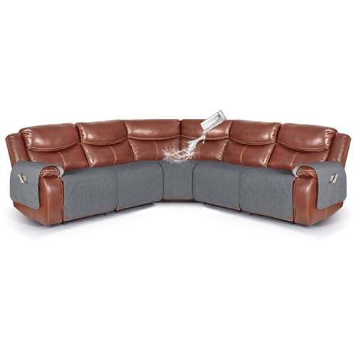 VANSOFY Waterproof Recliner Sectional Couch Cover - Dark Gray, 5 Seat
