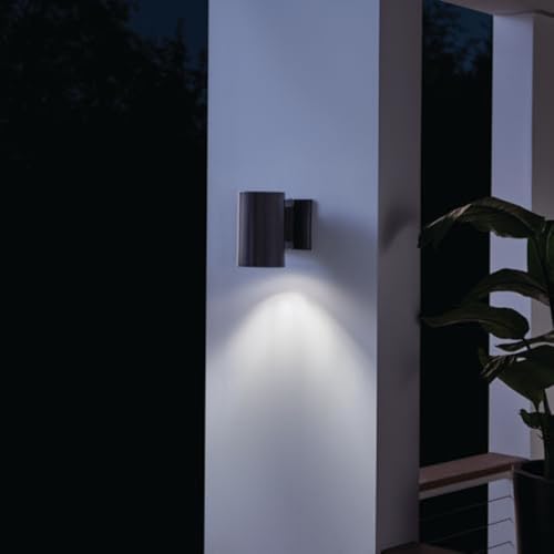 Kichler 7-Inch Black Outdoor Wall Sconce - Pack of 2, Exterior Cylinder Light