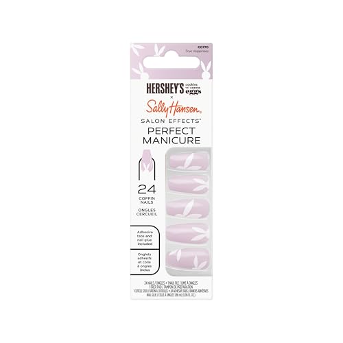 Sally Hansen Salon Effects Perfect Manicure Press-On Nails | Easy to Apply, Non-Damaging | 24 Nails, Adhesive Tabs, File & Alcohol Pad Included | Hershey¡¯s Cookies ¡¯n¡¯ Cr?me Eggs - True Hoppiness