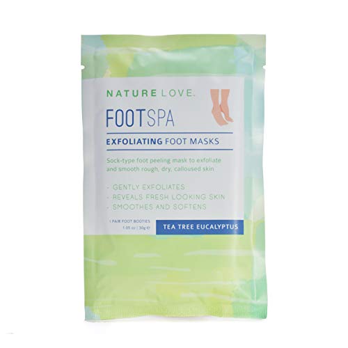 Nature Love Exfoliating Foot Mask | Tea Tree Eucalyptus | Lactic Acid and Urea | Gently Exfoliates and Removes Dead Skin | Paraben Free (3 Pairs) (Pack of 2)