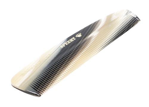 Speert 40-Mazzucchelli Swiss-Made Horn-Inspired Acetate Hair Comb Beige Grey for Styling