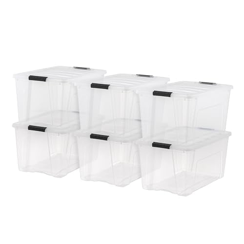 IRIS USA 6-Pack 72-Quart Clear Storage Bins with Lids – Stackable Plastic