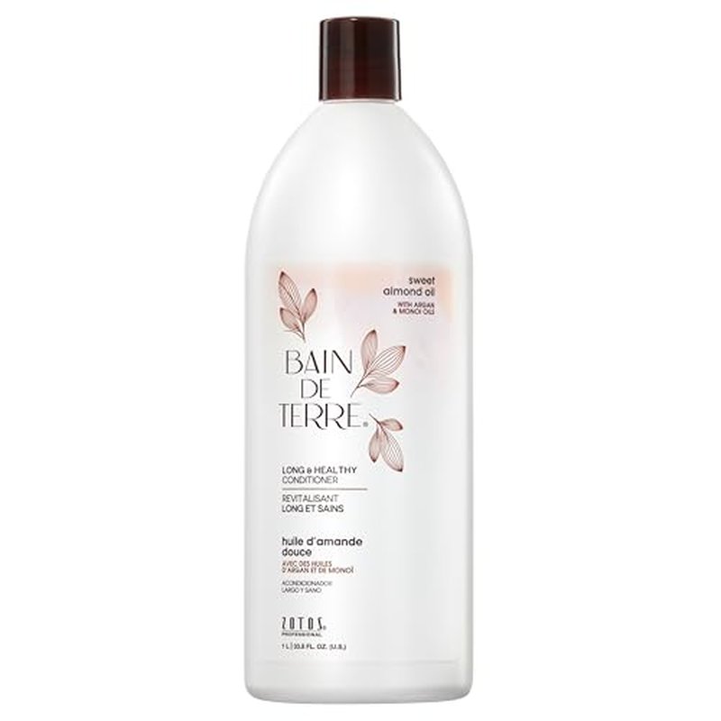 Bain de Terre Sweet Almond Oil Long & Healthy Conditioner, Strength & Protection for Weak, Damaged Hair, with Argan & Monoi Oils, Paraben-Free, Color-Safe, Vegan