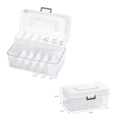 FABROK 2 Pack Portable Hair Accessories Organizer Box for Girls, Plastic, 12 Divisions