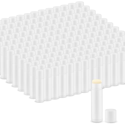 200 Pcs 5g Empty Lip Balm Tubes - White, Rotatable Lipstick Containers for DIY Makeup