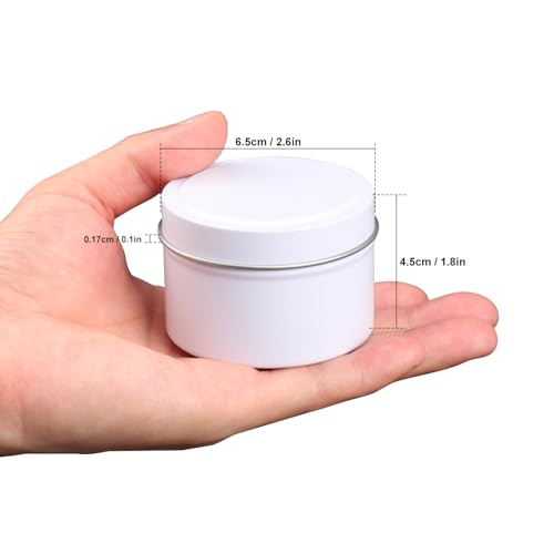 White Candle Tins with Lids 4 oz Bulk Pack for DIY Candle Making & Crafts