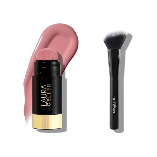 Serum Blush with Hyaluronic Acid - Natural Finish Pink + Angled Vegan Brush