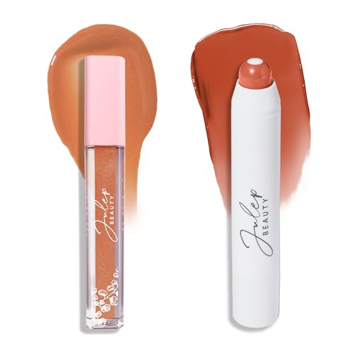 Julep Luscious Lips Duo: It's Balm Tinted Lip Balm in Roasted Peach + So Plush Plumping Lip Gloss in Not Sorry - Hydrating, Glossy, and Vegan Lip Colors with Vitamin E - Perfect Lip Care Set